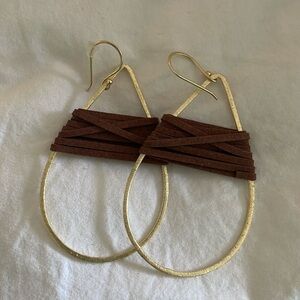 Leather and Gold statement earrings